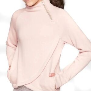 Athleta Girl Cozy Karma Sweatshirt Sz XL Pink Zip Neck Fleece